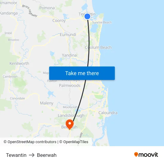 Tewantin to Beerwah map