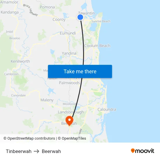 Tinbeerwah to Beerwah map