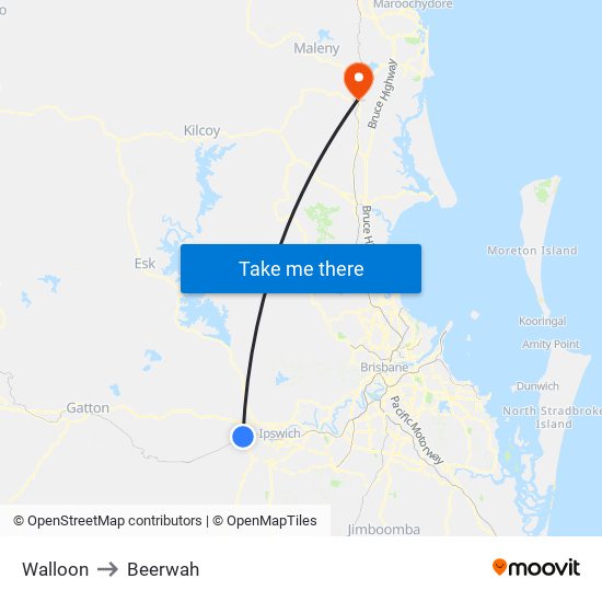 Walloon to Beerwah map