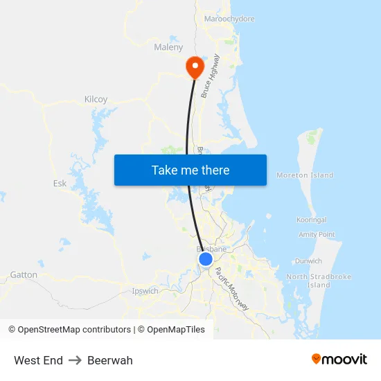 West End to Beerwah map