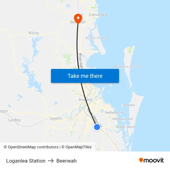 Loganlea Station to Beerwah map