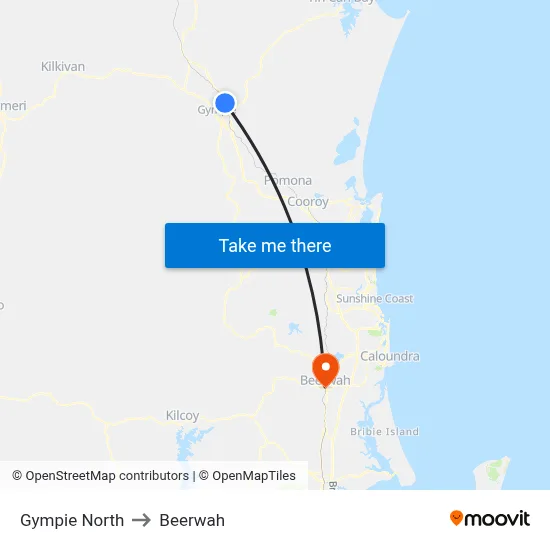 Gympie North to Beerwah map