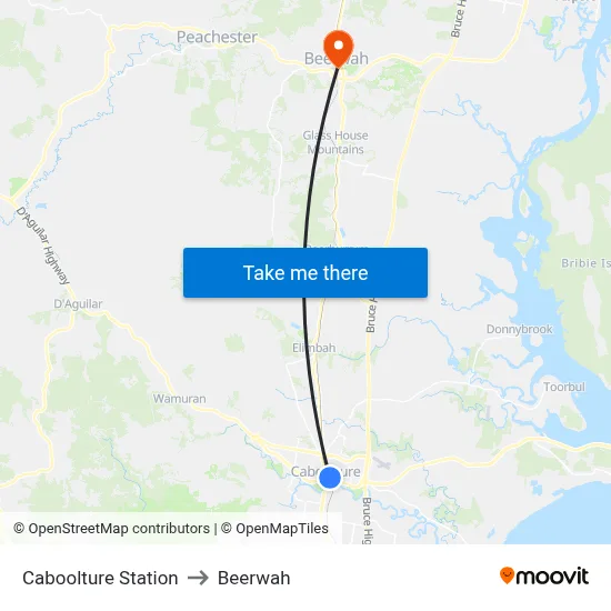 Caboolture Station to Beerwah map