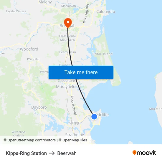 Kippa-Ring Station to Beerwah map