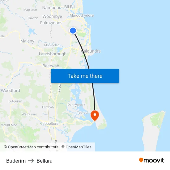 Buderim to Bellara map