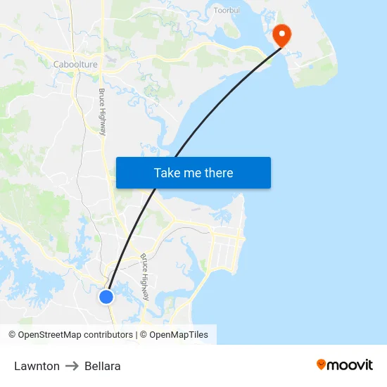 Lawnton to Bellara map