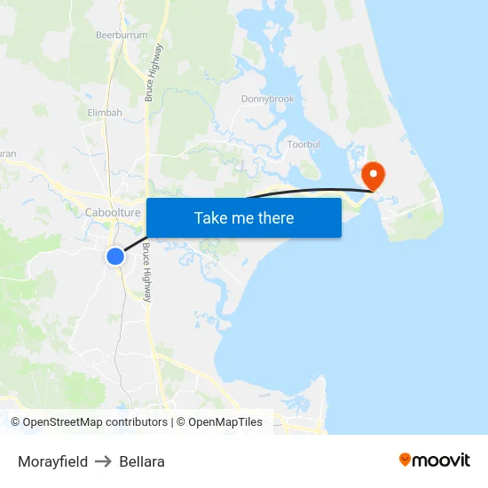 Morayfield to Bellara map
