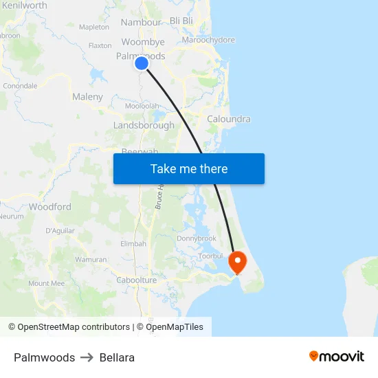 Palmwoods to Bellara map