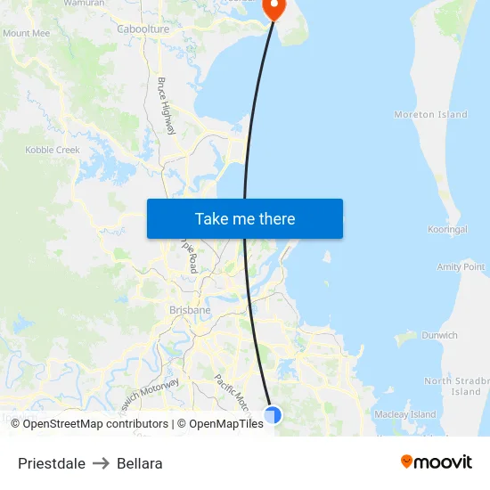 Priestdale to Bellara map