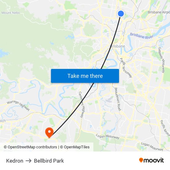 Kedron to Bellbird Park map