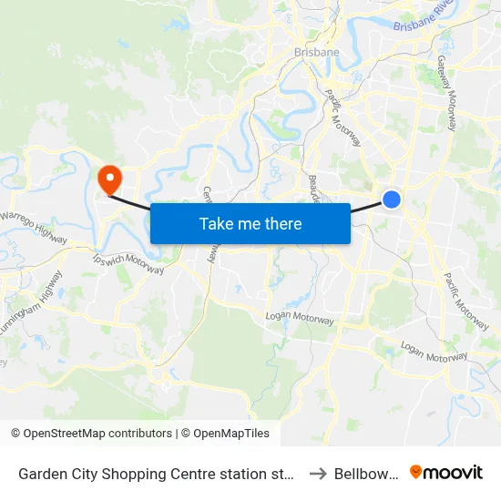 Garden City Shopping Centre station stop A to Bellbowrie map