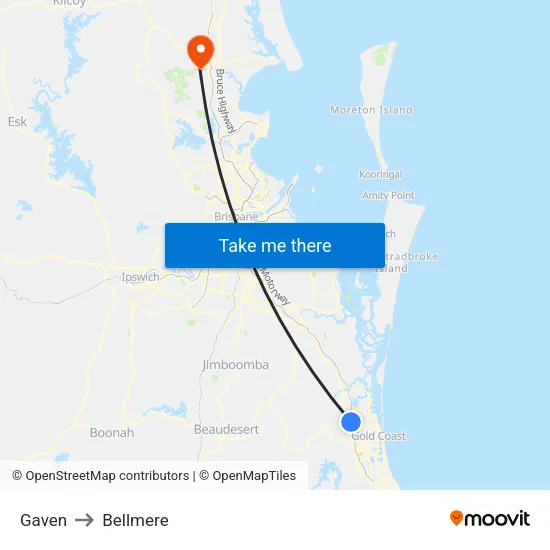 Gaven to Bellmere map