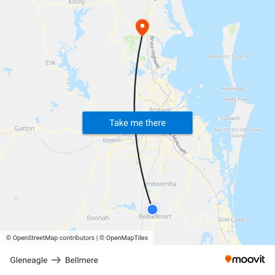 Gleneagle to Bellmere map
