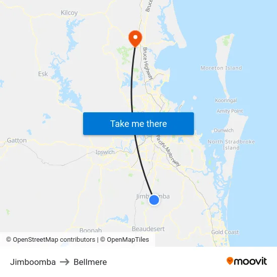 Jimboomba to Bellmere map