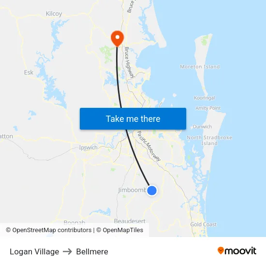 Logan Village to Bellmere map