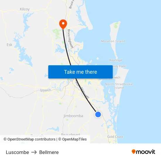 Luscombe to Bellmere map