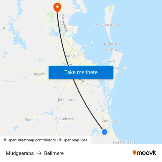 Mudgeeraba to Bellmere map