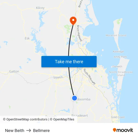 New Beith to Bellmere map