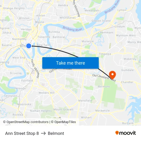 Ann Street Stop 8 to Belmont map