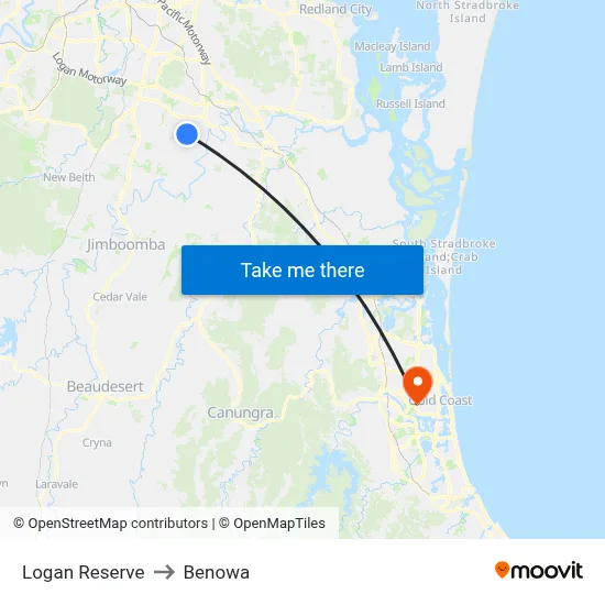 Logan Reserve to Benowa map