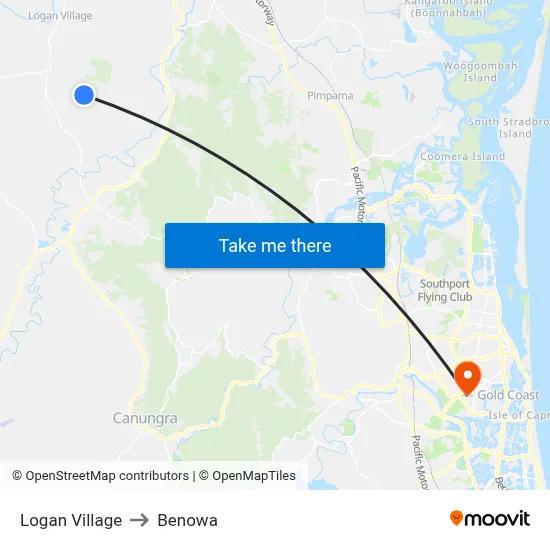 Logan Village to Benowa map