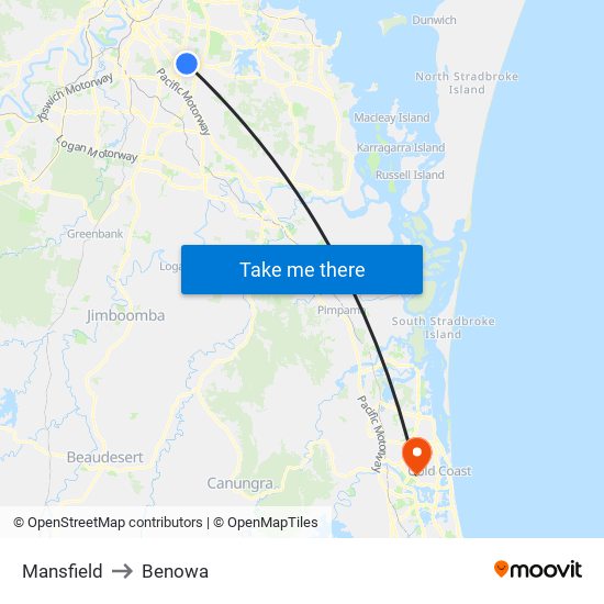 Mansfield to Benowa map