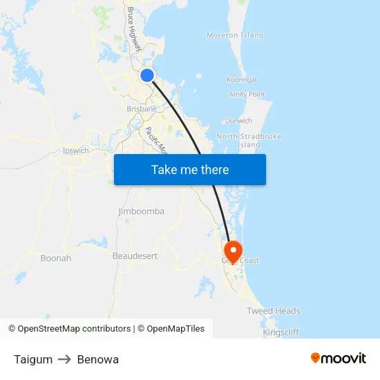 Taigum to Benowa map