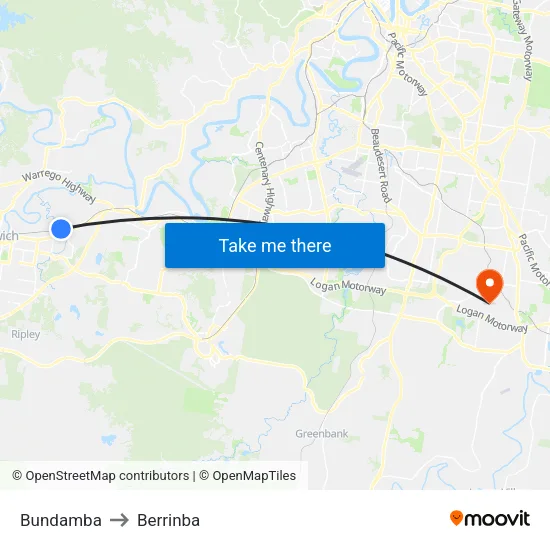 Bundamba to Berrinba map