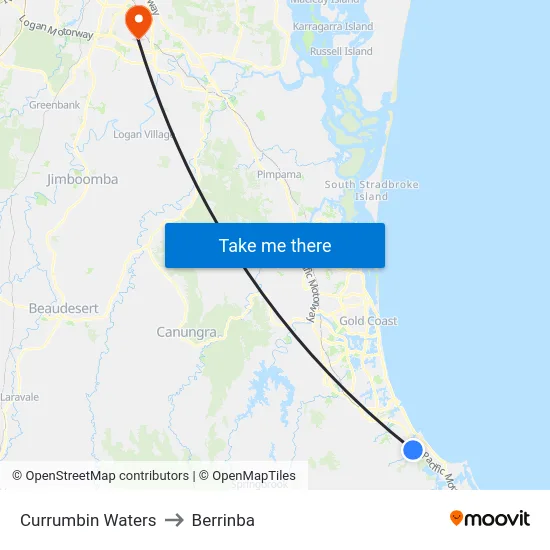 Currumbin Waters to Berrinba map