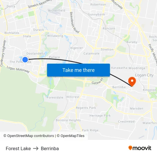 Forest Lake to Berrinba map