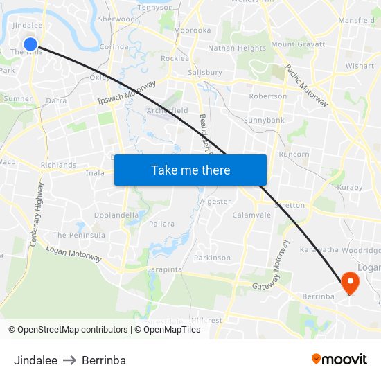 Jindalee to Berrinba map