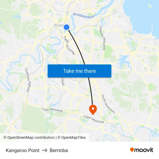 Kangaroo Point to Berrinba map