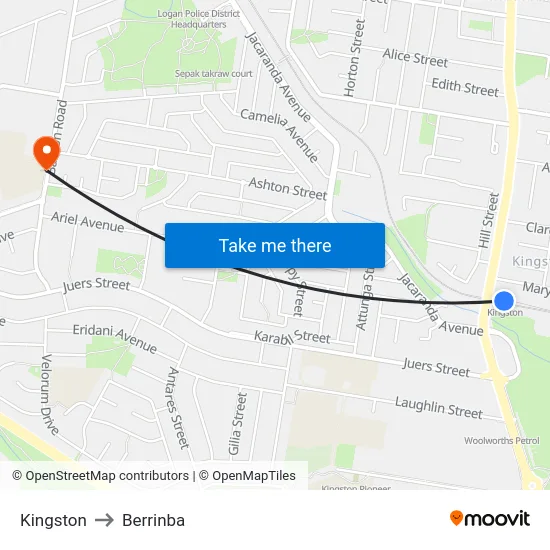 Kingston to Berrinba map