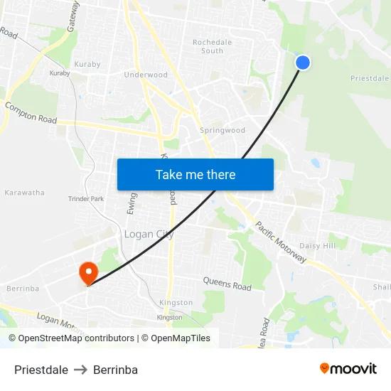 Priestdale to Berrinba map
