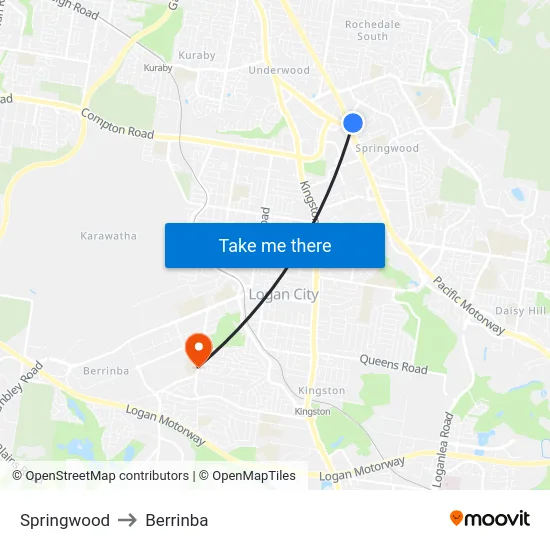 Springwood to Berrinba map