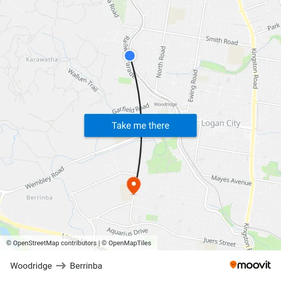 Woodridge to Berrinba map