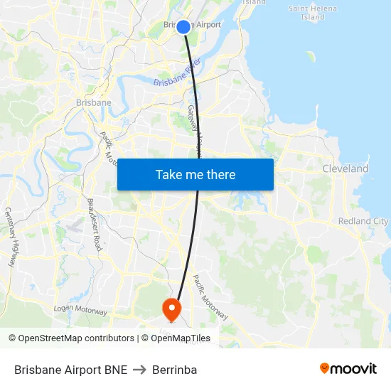Brisbane Airport BNE to Berrinba map