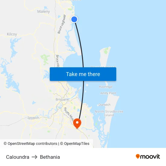 Caloundra to Bethania map