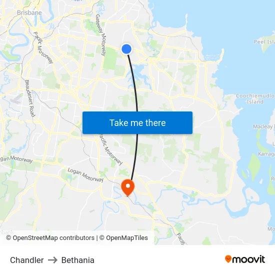 Chandler to Bethania map