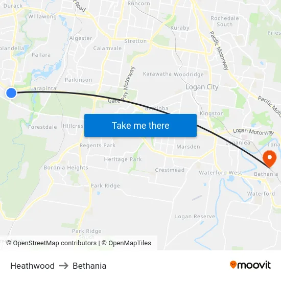 Heathwood to Bethania map