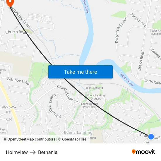 Holmview to Bethania map