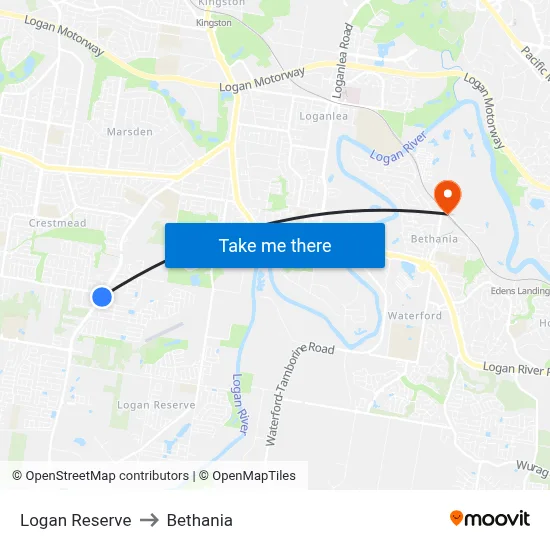 Logan Reserve to Bethania map