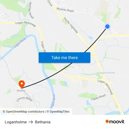 Loganholme to Bethania map