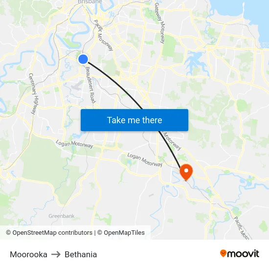 Moorooka to Bethania map