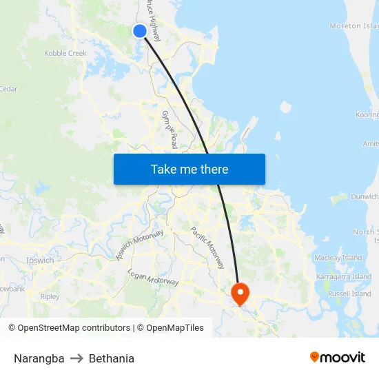 Narangba to Bethania map