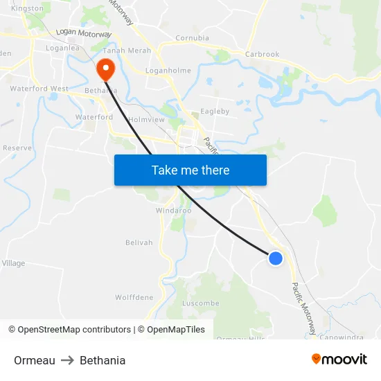 Ormeau to Bethania map