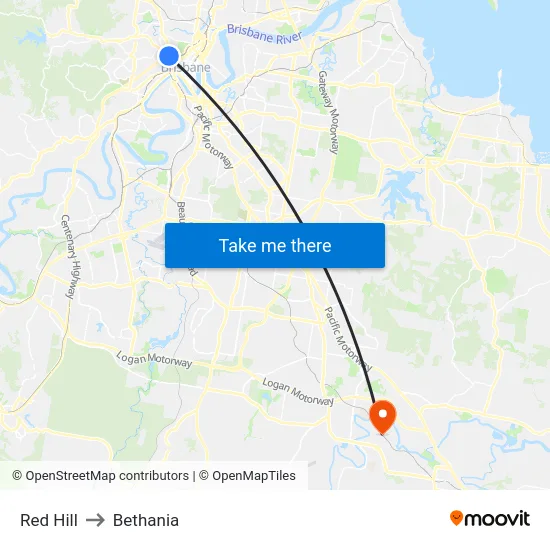 Red Hill to Bethania map