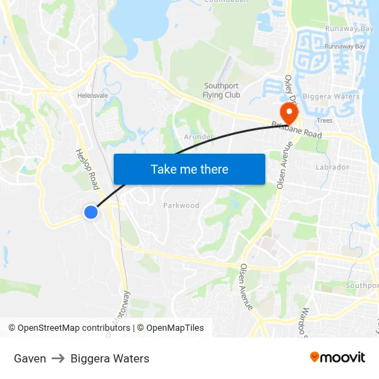 Gaven to Biggera Waters map