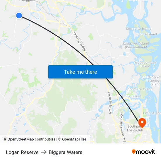 Logan Reserve to Biggera Waters map