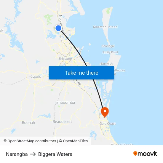 Narangba to Biggera Waters map